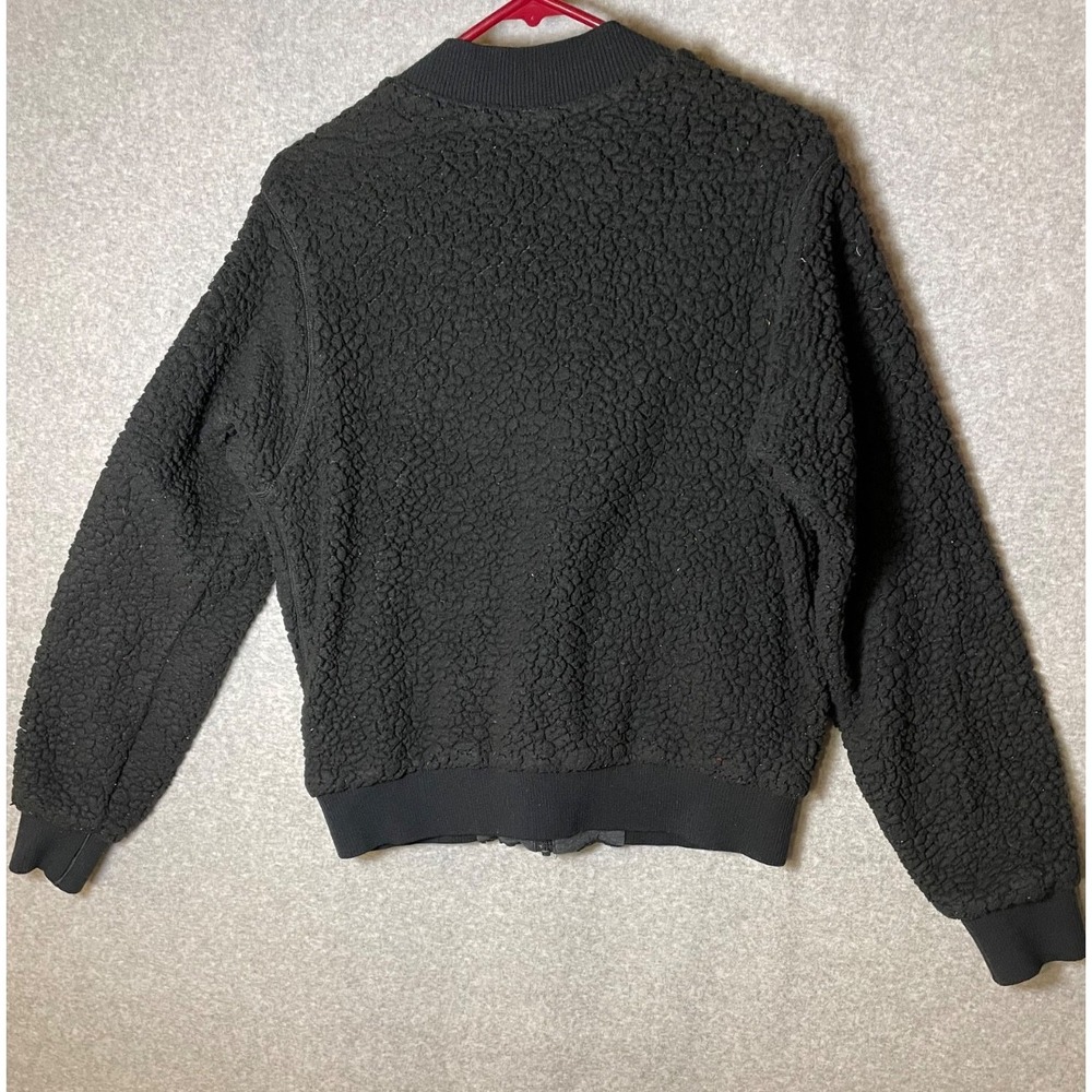 PrAna Polar Escape Bomber Jacket Teddy Sherpa Womens Large Reversible‎ Black - Picture 2 of 8
